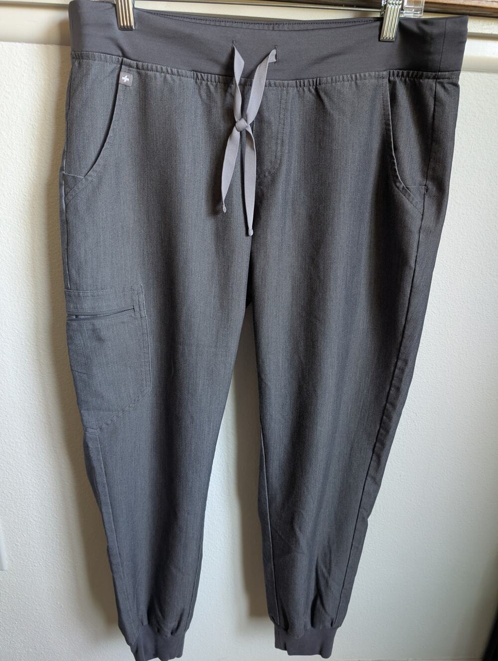 FIGS Women's Zamora Graphite Heathered Dark Gray Jogger Scrub Pants Large